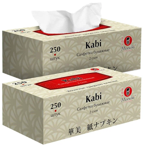 MANEKI Kabi салфетки бумажные 2сл. 250шт